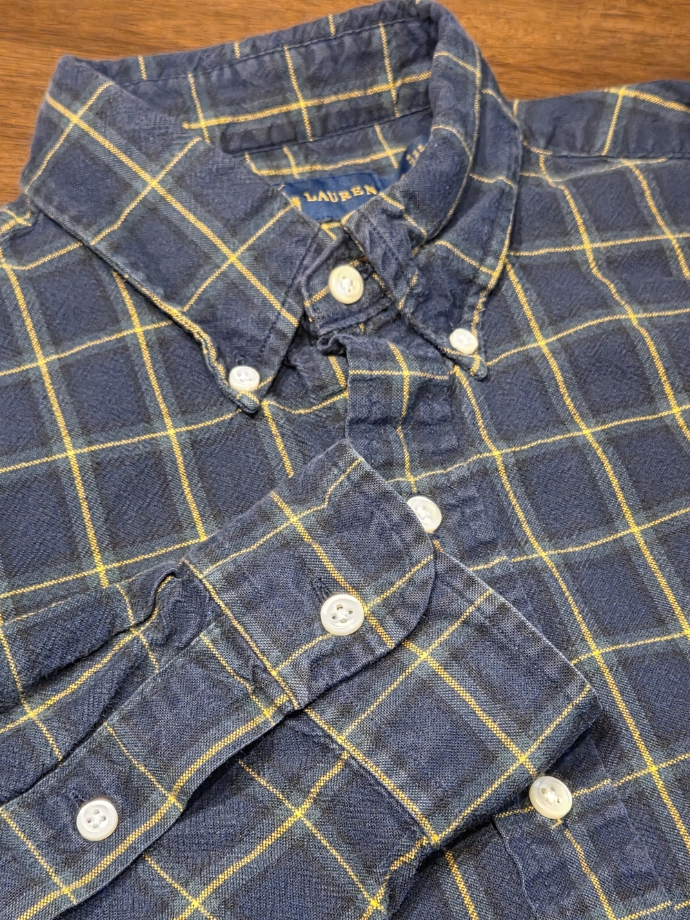 Ralph Lauren Navy & Yellow Windowpane Button-Down Shirt